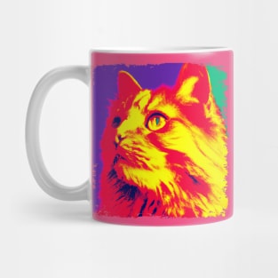 Domestic Long Hair Pop Art - Cat Lover Gift. Cool cat design for Long-haired moggie lovers - Features House Cat or Longhair Household Pet design with pop art styles. Great cat artwork for Domestic long-haired cat lovers. Mug